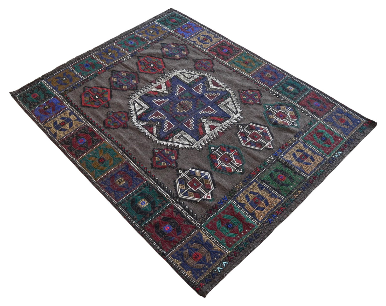 1960s Hand-Woven Kilim Braided Area Rug - 6