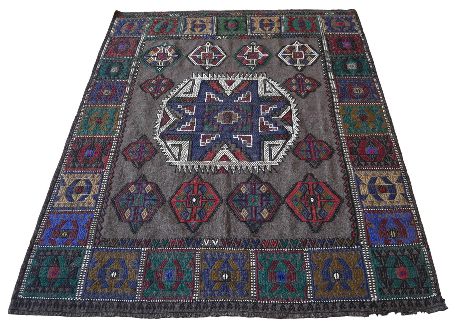 1960s Hand-Woven Kilim Braided Area Rug - 7