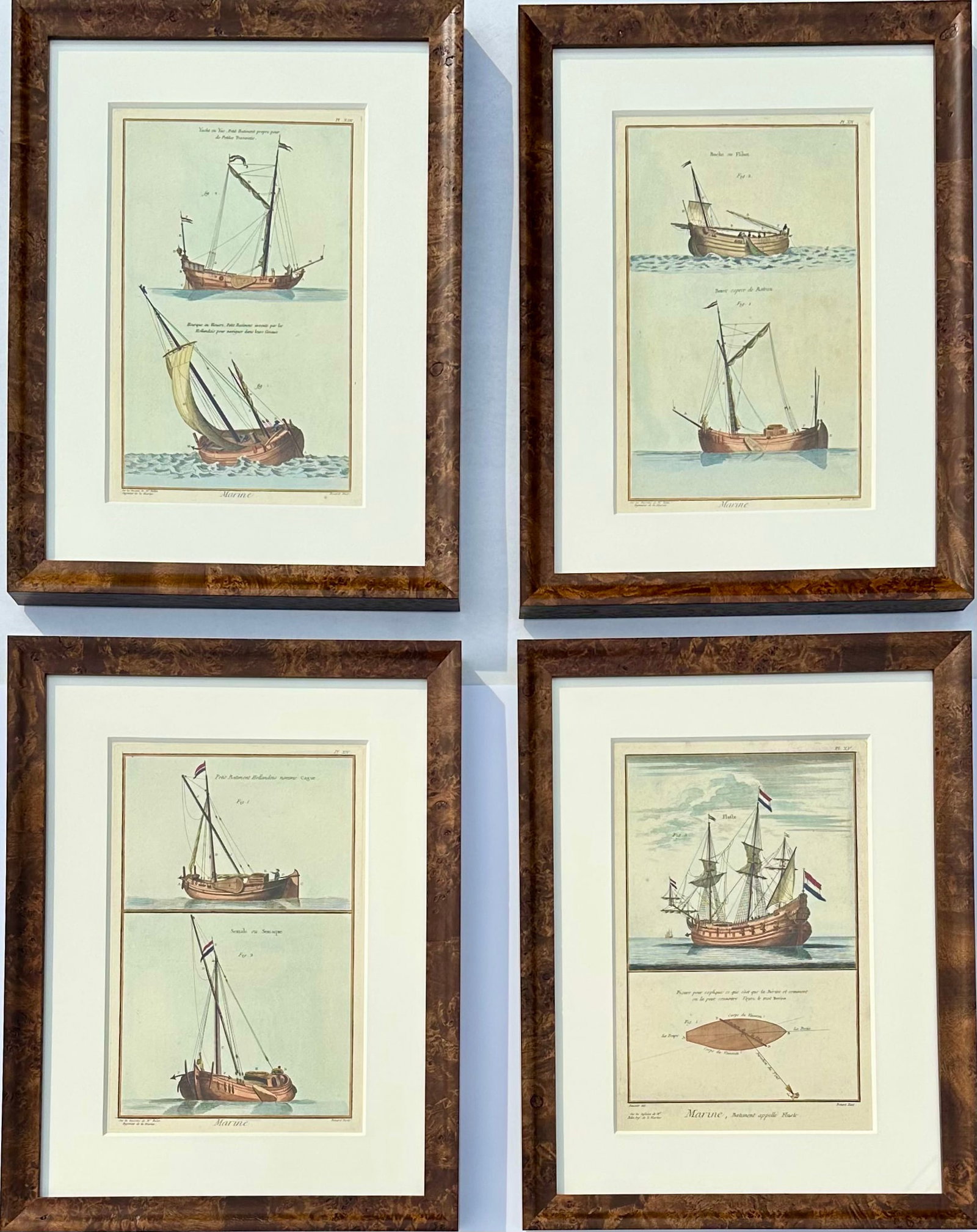 Mid 18th Century Set of Four Framed French Maritime Ship Engravings - 7
