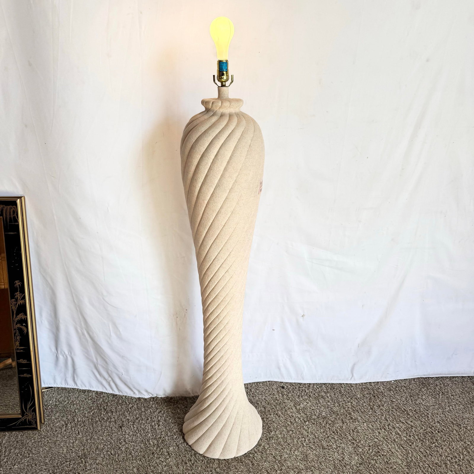 Postmodern Pink Swirl With Speckled Green and Blue Swirl Floor Lamp - 3