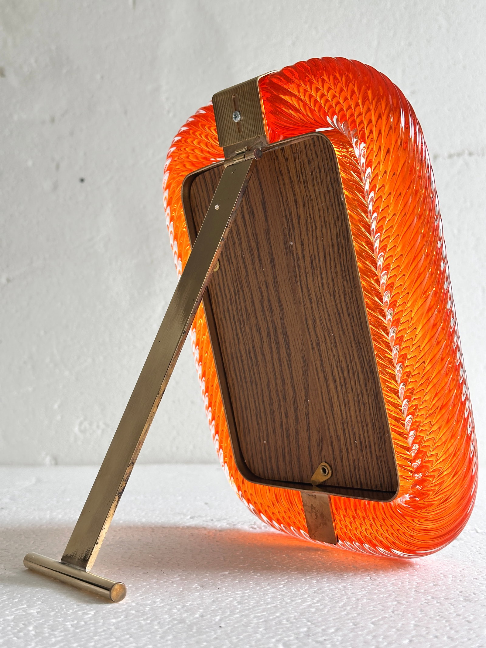 Mid-Century Modern Style Amber"Torchon" Murano Glass Picture Frame and Unaquered Brass in Barovi - 2