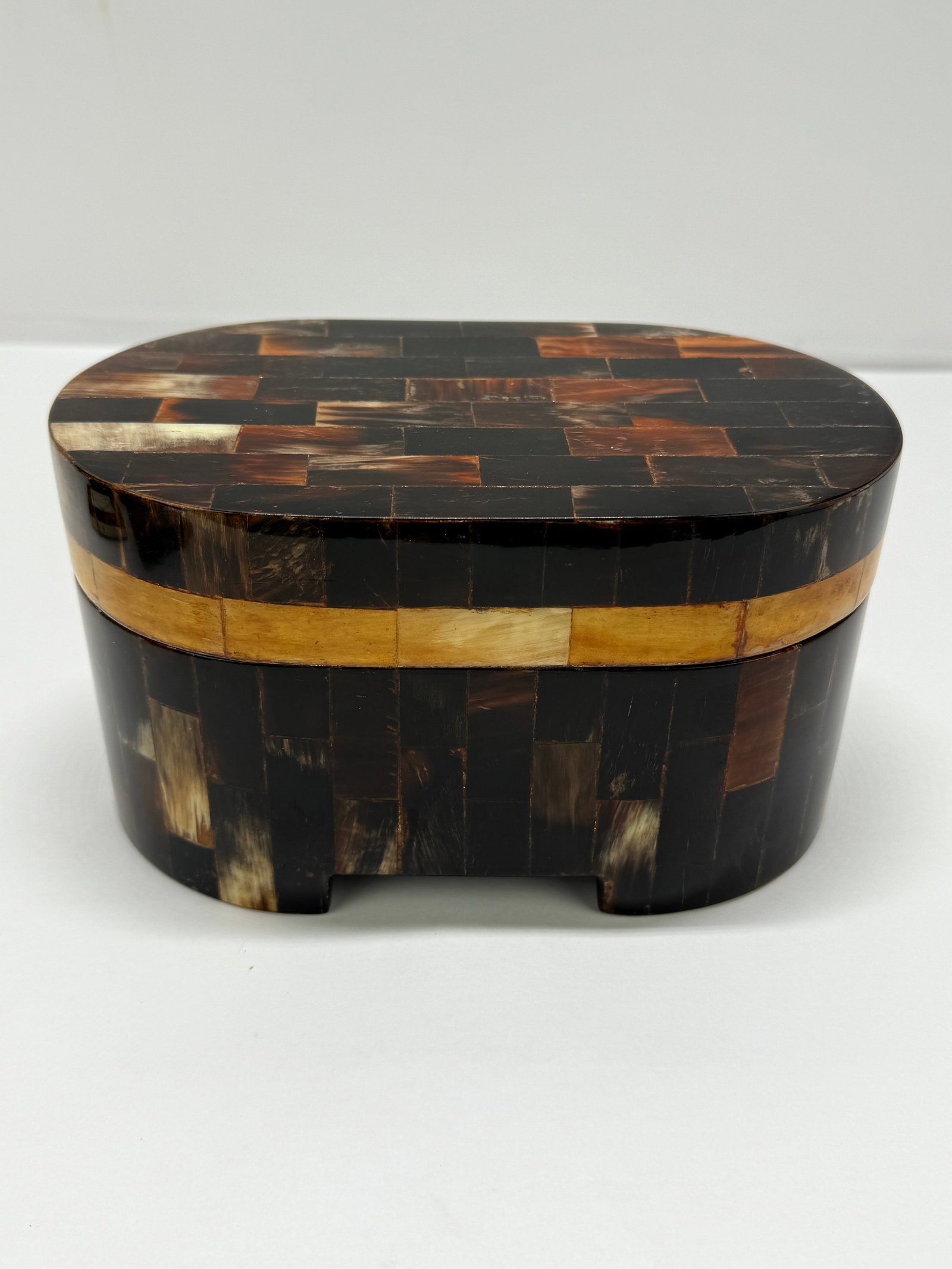 Vintage Neoclassical Style Horn Mosaic Cigar Box by Enrique Garcel, Colombia - 5