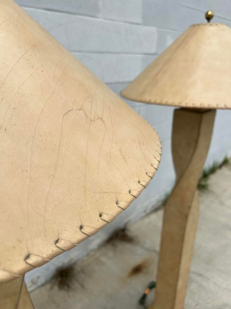 Pair of 1990s Lexington Furniture Cream Leather Floor Lamps With Matching Leather Shades - 12