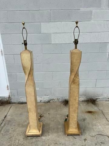 Pair of 1990s Lexington Furniture Cream Leather Floor Lamps With Matching Leather Shades - 5