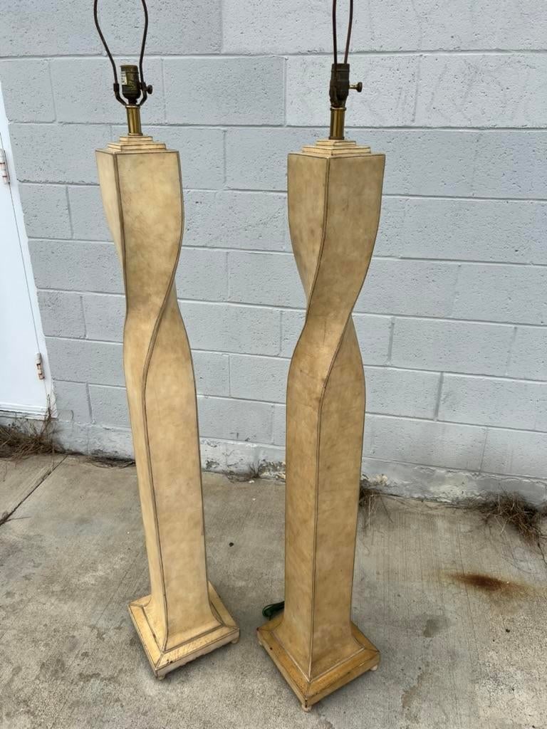 Pair of 1990s Lexington Furniture Cream Leather Floor Lamps With Matching Leather Shades - 8