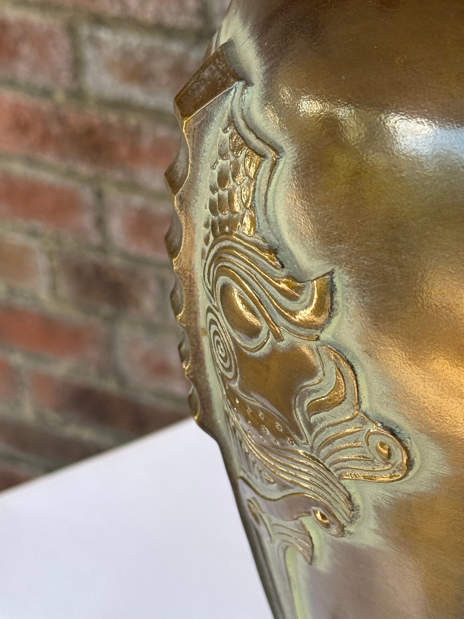 Vintage Frederick Cooper Style Archaic Bronze "Taotie" Lamp | James Mont Era Chinoiserie - 12