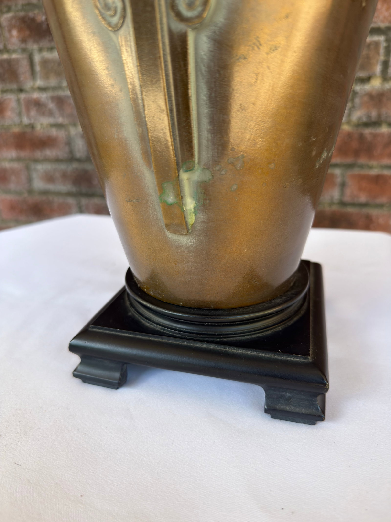 Vintage Frederick Cooper Style Archaic Bronze "Taotie" Lamp | James Mont Era Chinoiserie - 5