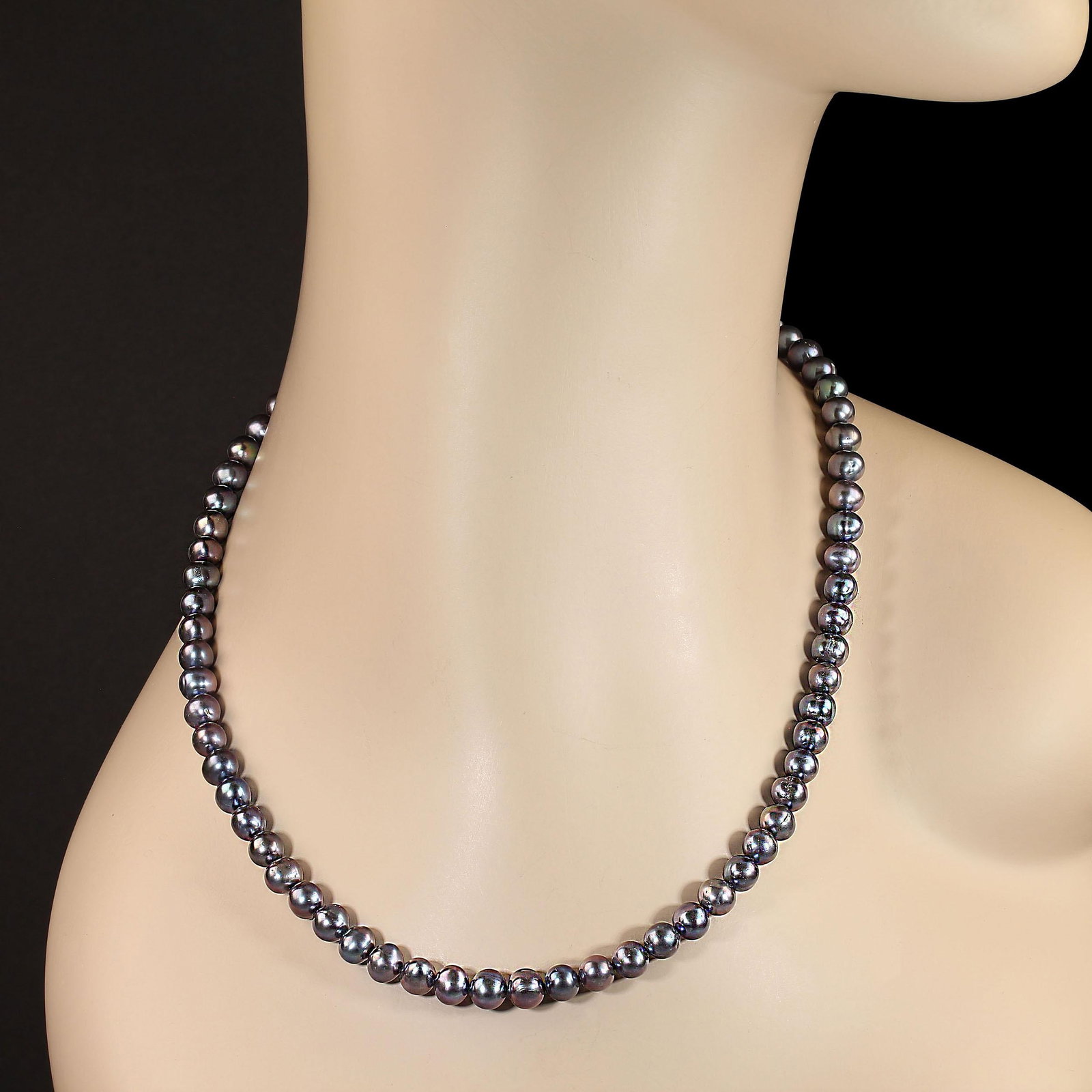 Ajd 18 Inch Iridescent Peacock Pearls 6-6.5 MM Great Gift - 2