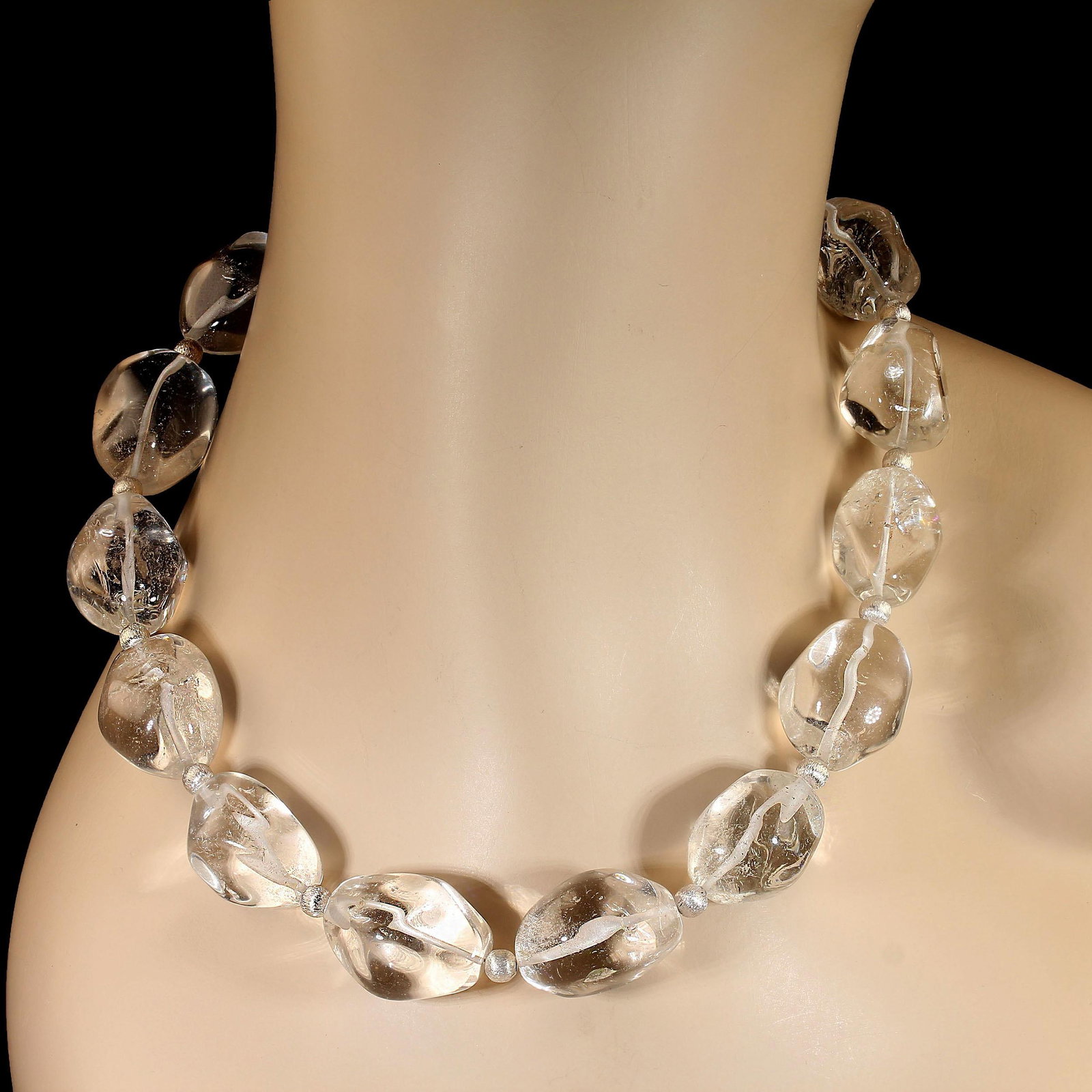 Ajd 18 Inch Clear Quartz Nuggets With Silvery Accents Necklace - 2