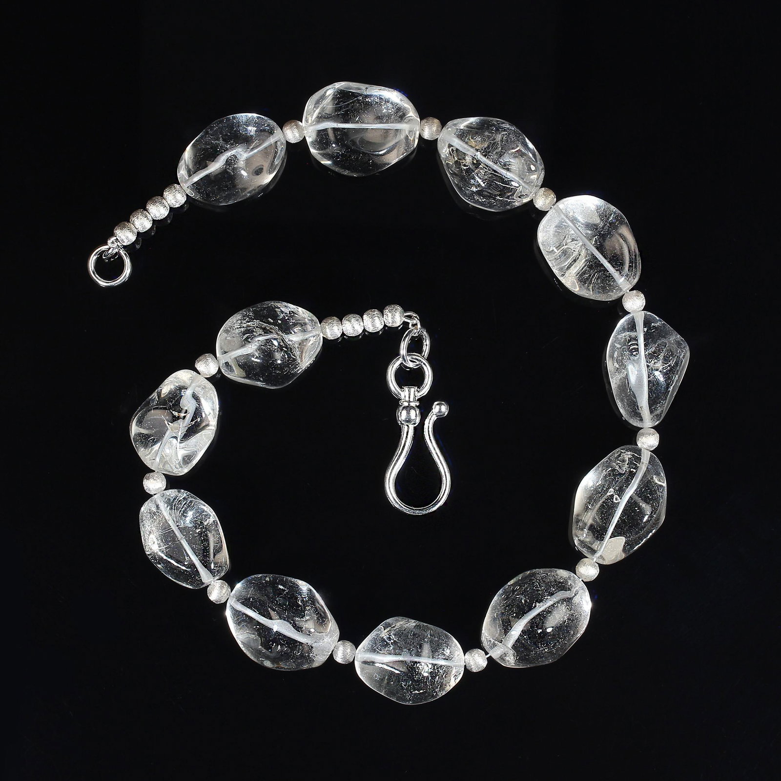 Ajd 18 Inch Clear Quartz Nuggets With Silvery Accents Necklace - 4