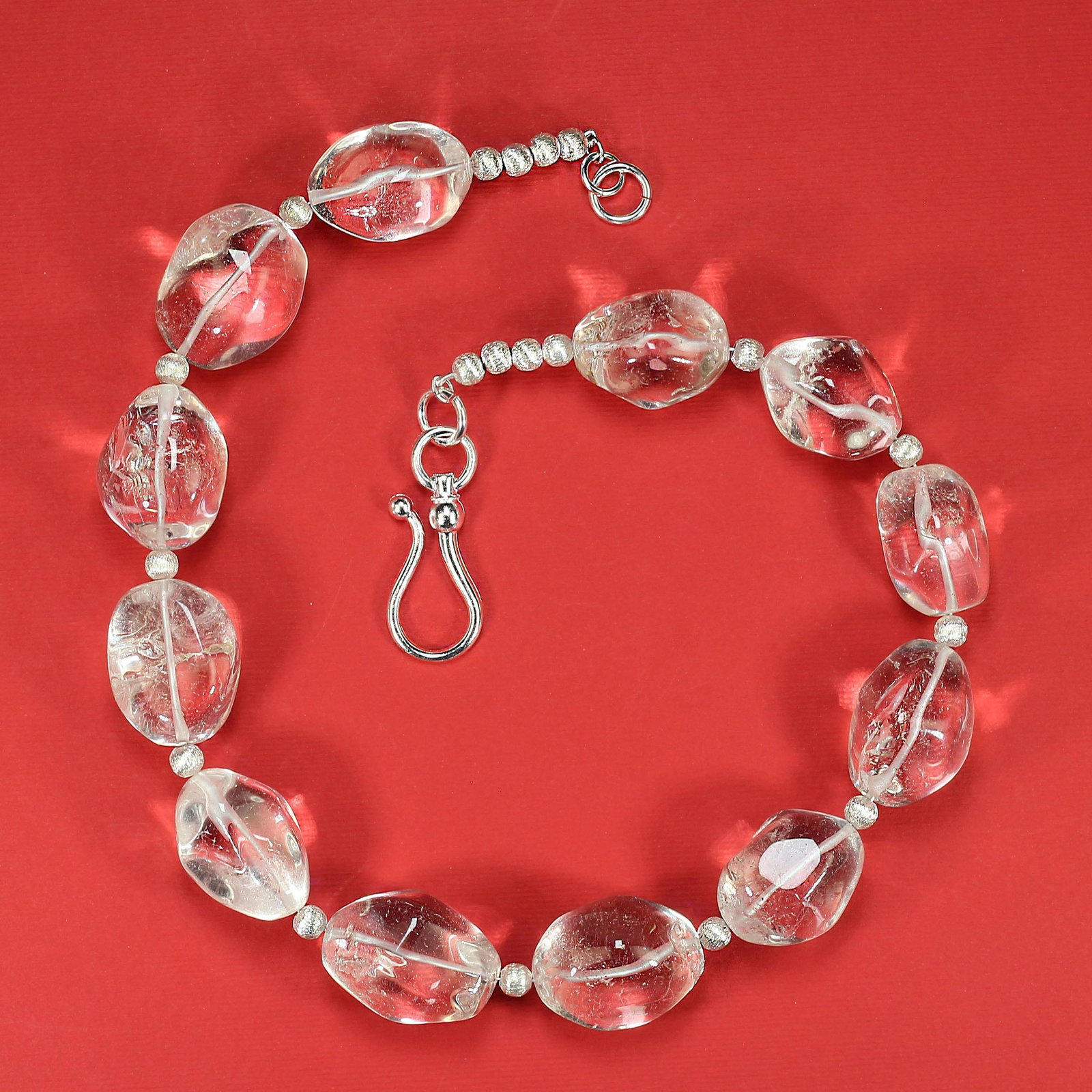 Ajd 18 Inch Clear Quartz Nuggets With Silvery Accents Necklace - 5
