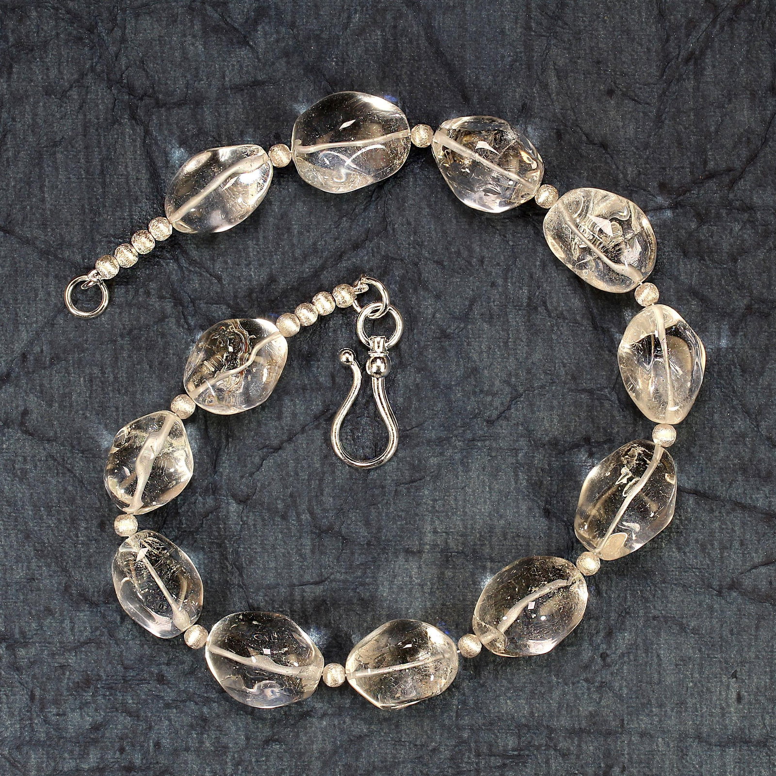 Ajd 18 Inch Clear Quartz Nuggets With Silvery Accents Necklace - 6