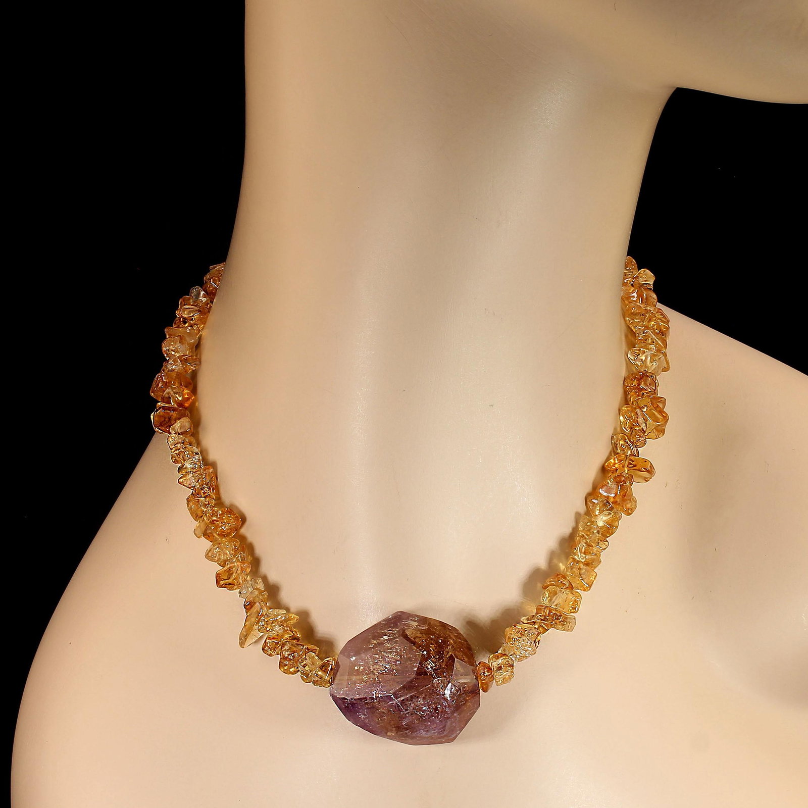 Ajd 16 Inch Citrine Necklace With Large Ametrine Focal - 3