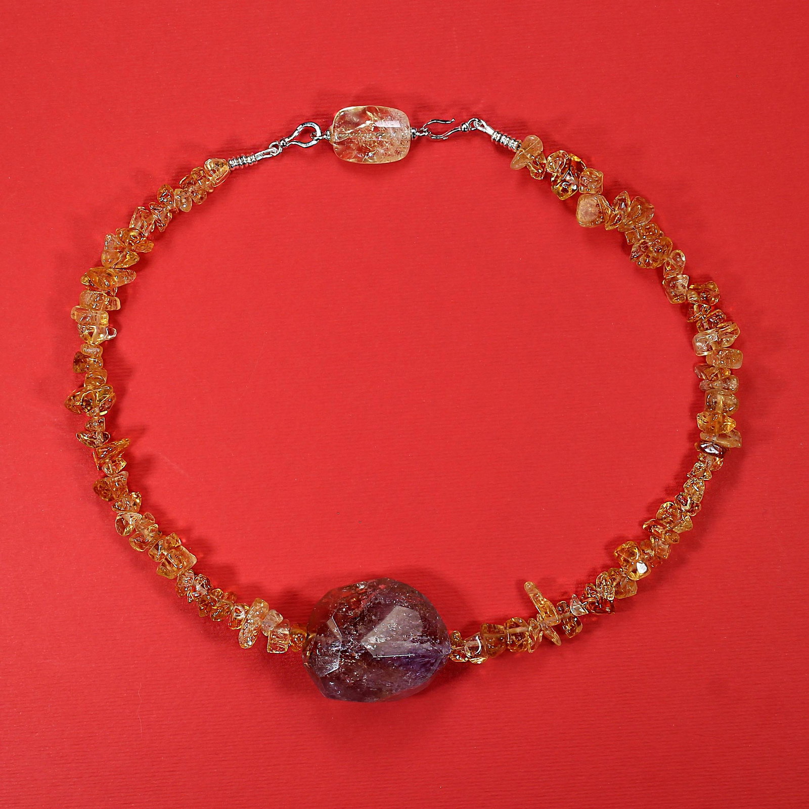 Ajd 16 Inch Citrine Necklace With Large Ametrine Focal - 4