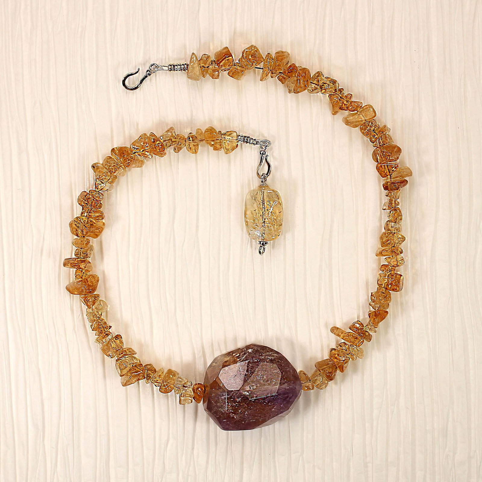 Ajd 16 Inch Citrine Necklace With Large Ametrine Focal - 5