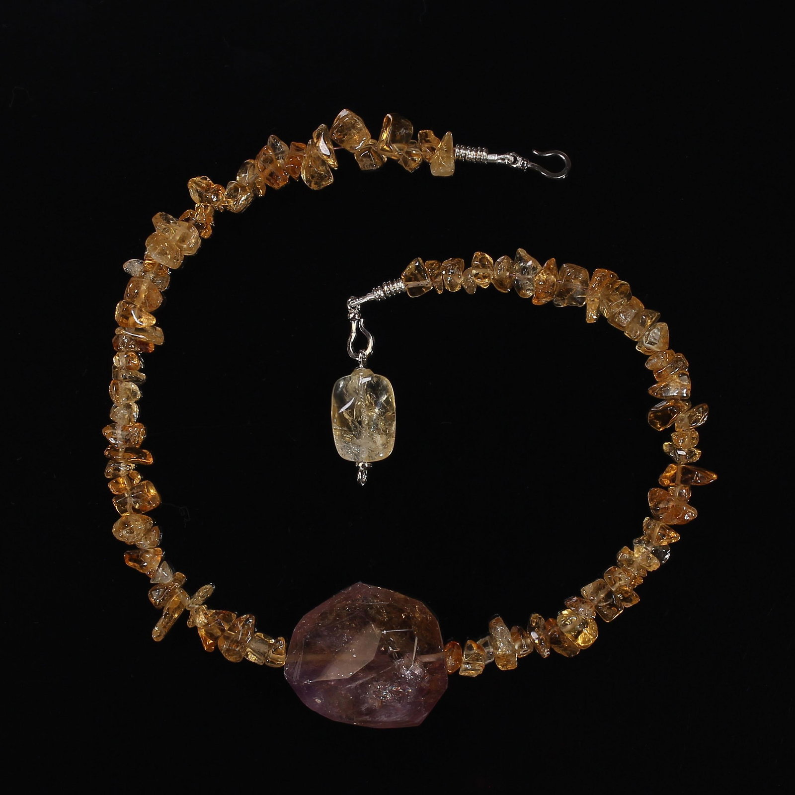 Ajd 16 Inch Citrine Necklace With Large Ametrine Focal - 6