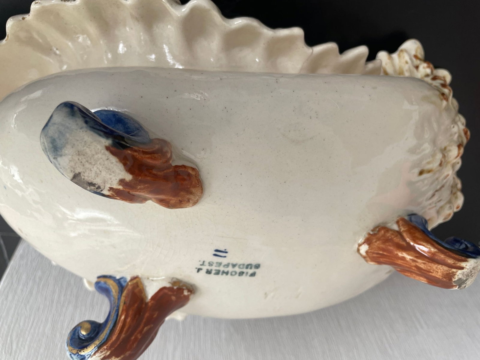 Fischer Budapest Majolica Jardinière Centerpiece Hungarian Art Pottery 19th C - 12
