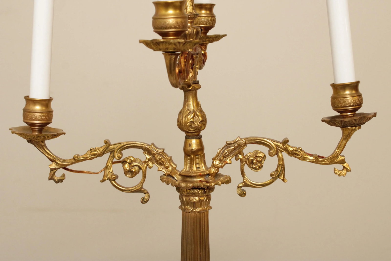 Vintage French Bronze Candelabra Table Lamp - 8