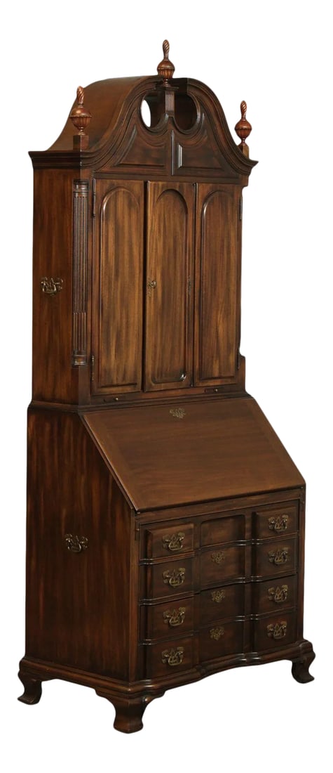 Maddox Chippendale Style Vintage Mahogany Block Front Secretary Desk (1 of 13)