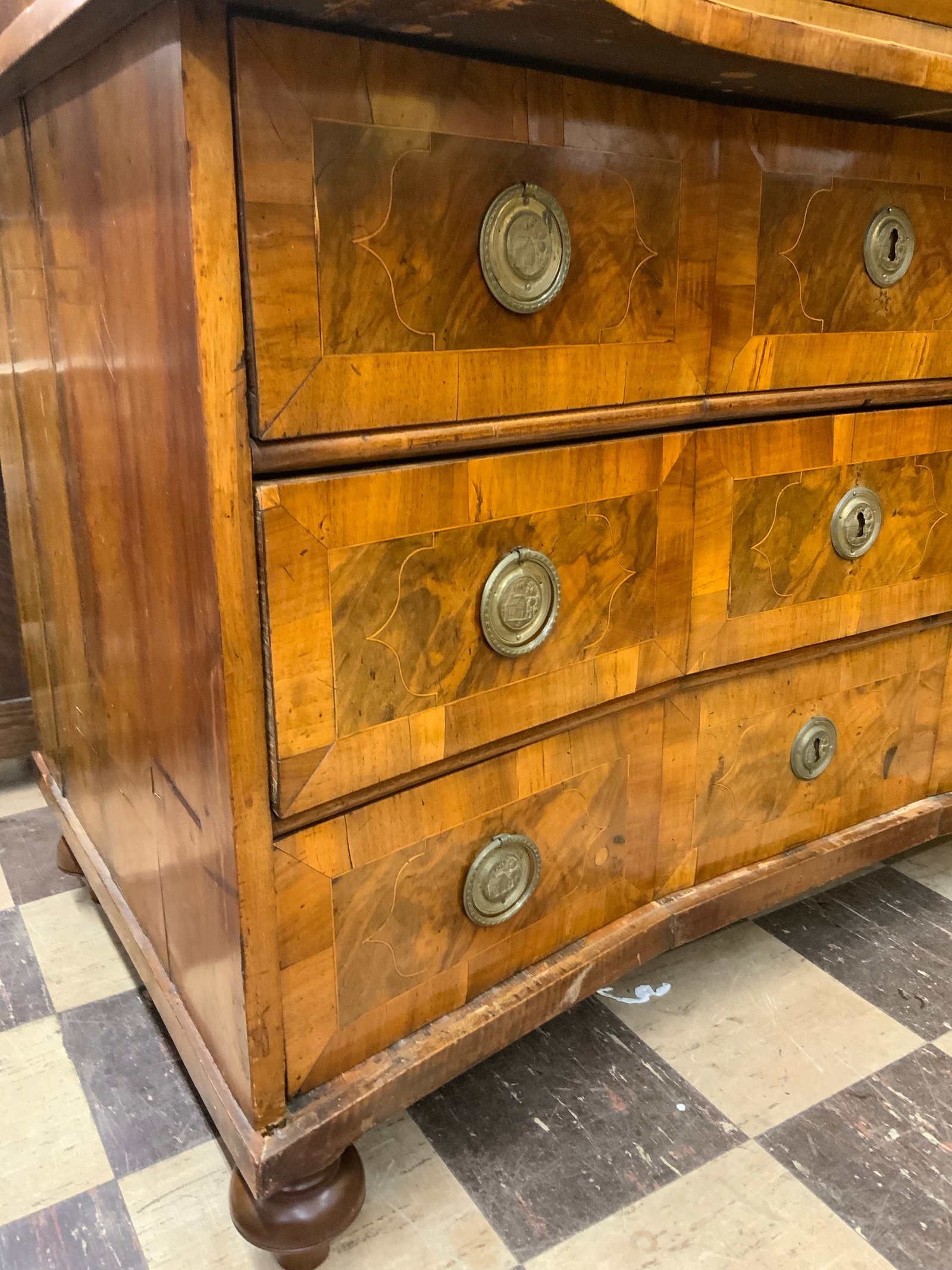 Mid 18th Baroque Century Period Walnut Fruit and Marquetry Secretary Desk - 6