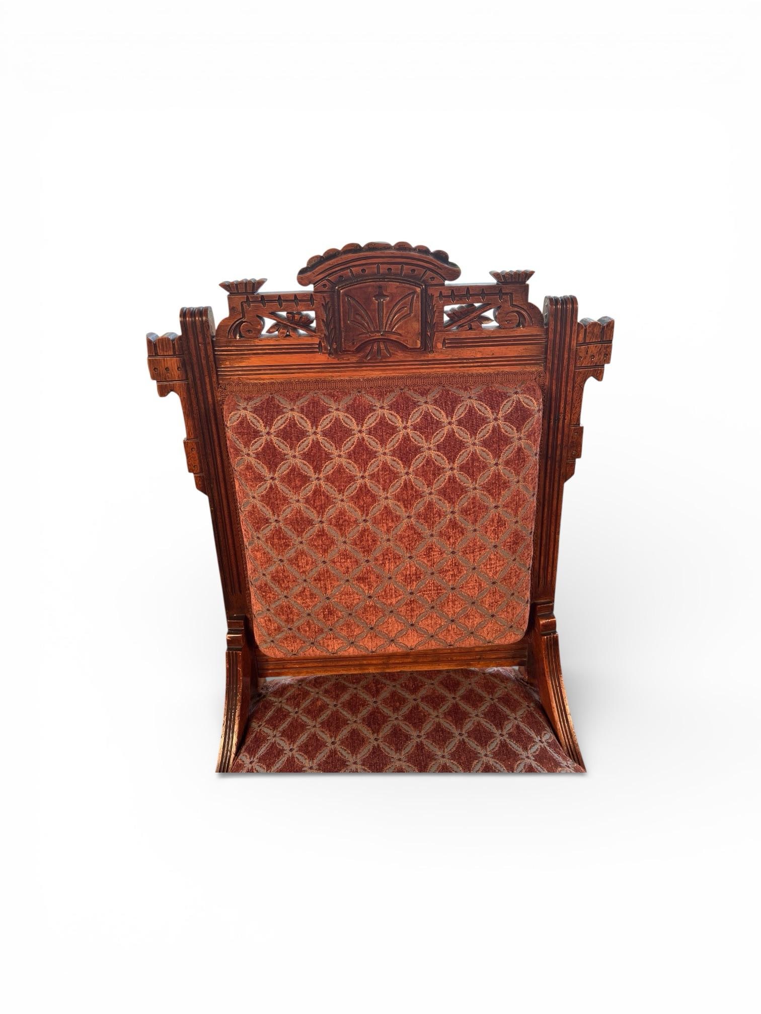 Set of Three 19th Century Eastlake Aesthetic Movement Walnut Parlor Chairs, Newly Upholstered - 8