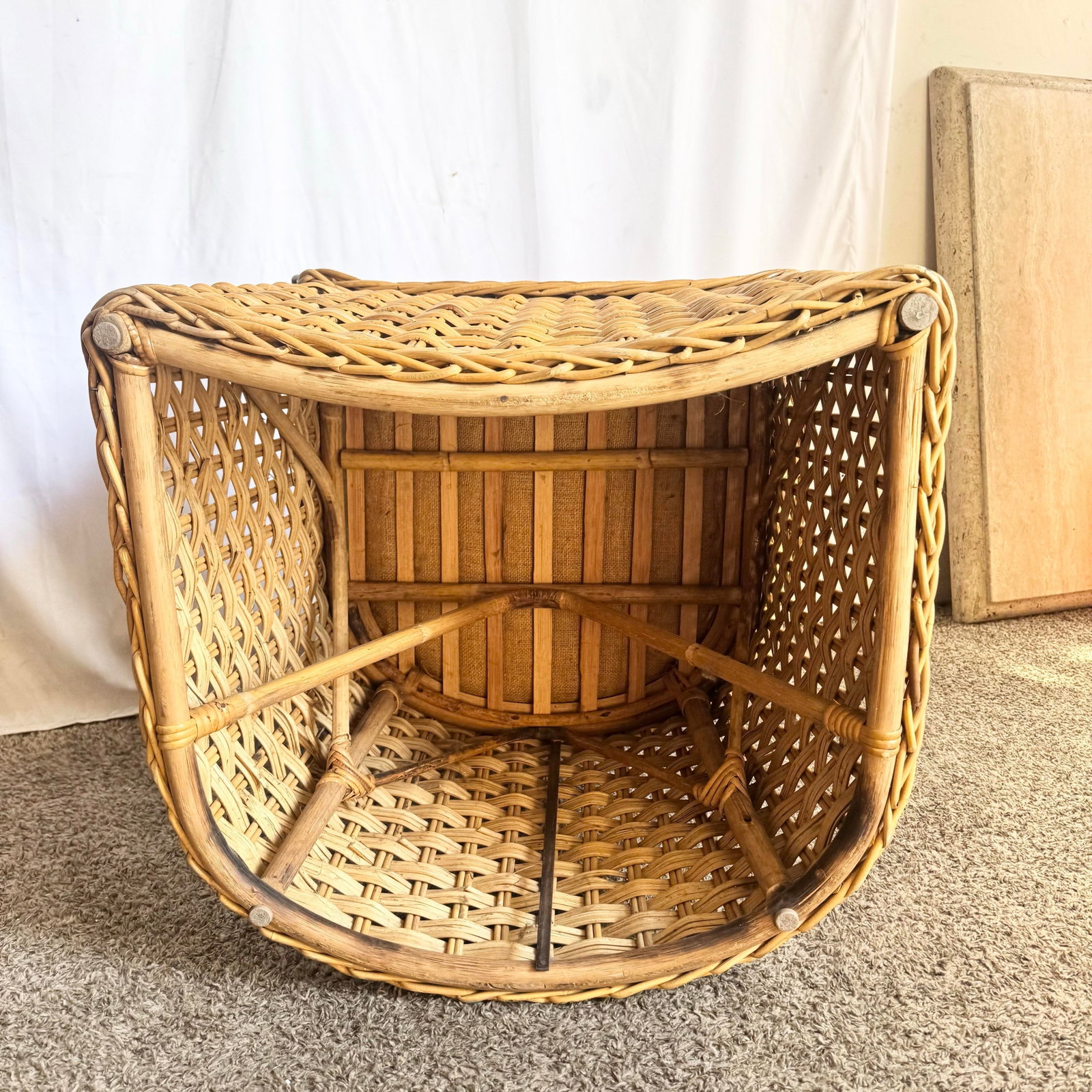 Vintage Boho Chic Wicker Lounge Chairs - A Pair - 7