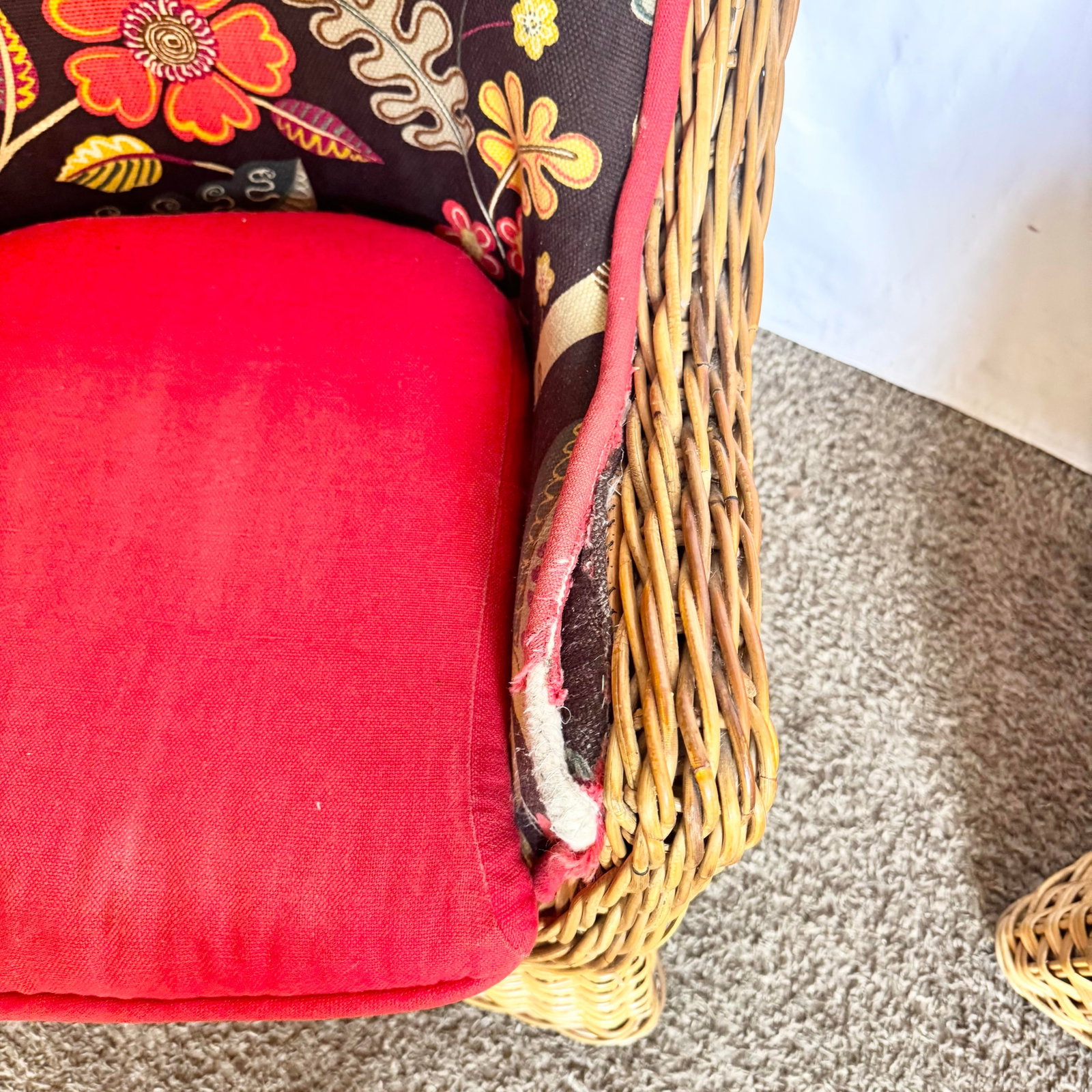 Vintage Boho Chic Wicker Lounge Chairs - A Pair - 9