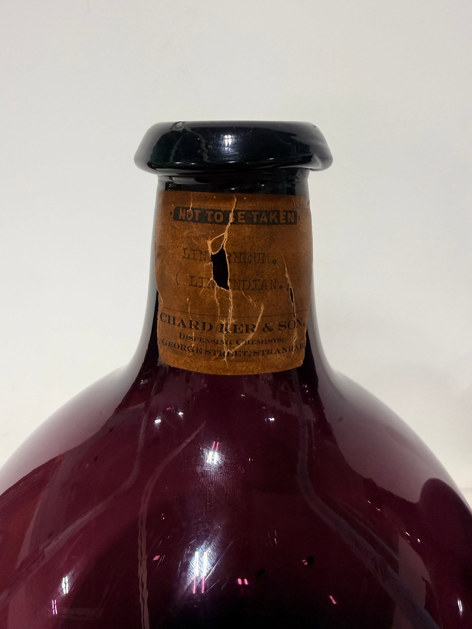 Pair, Scottish Apothecary Amethyst Glass Bottles, C. 1890 With Labels - 3