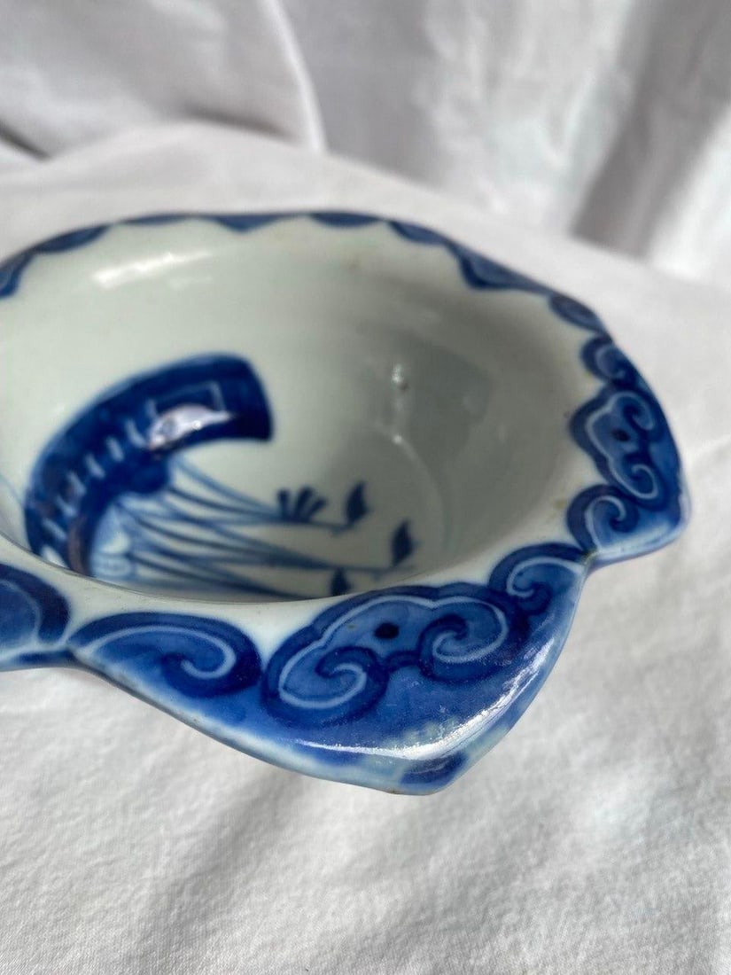 Late Qing / Republic Period Blue & White "Treasure Ship" Lobed Bowl - 10