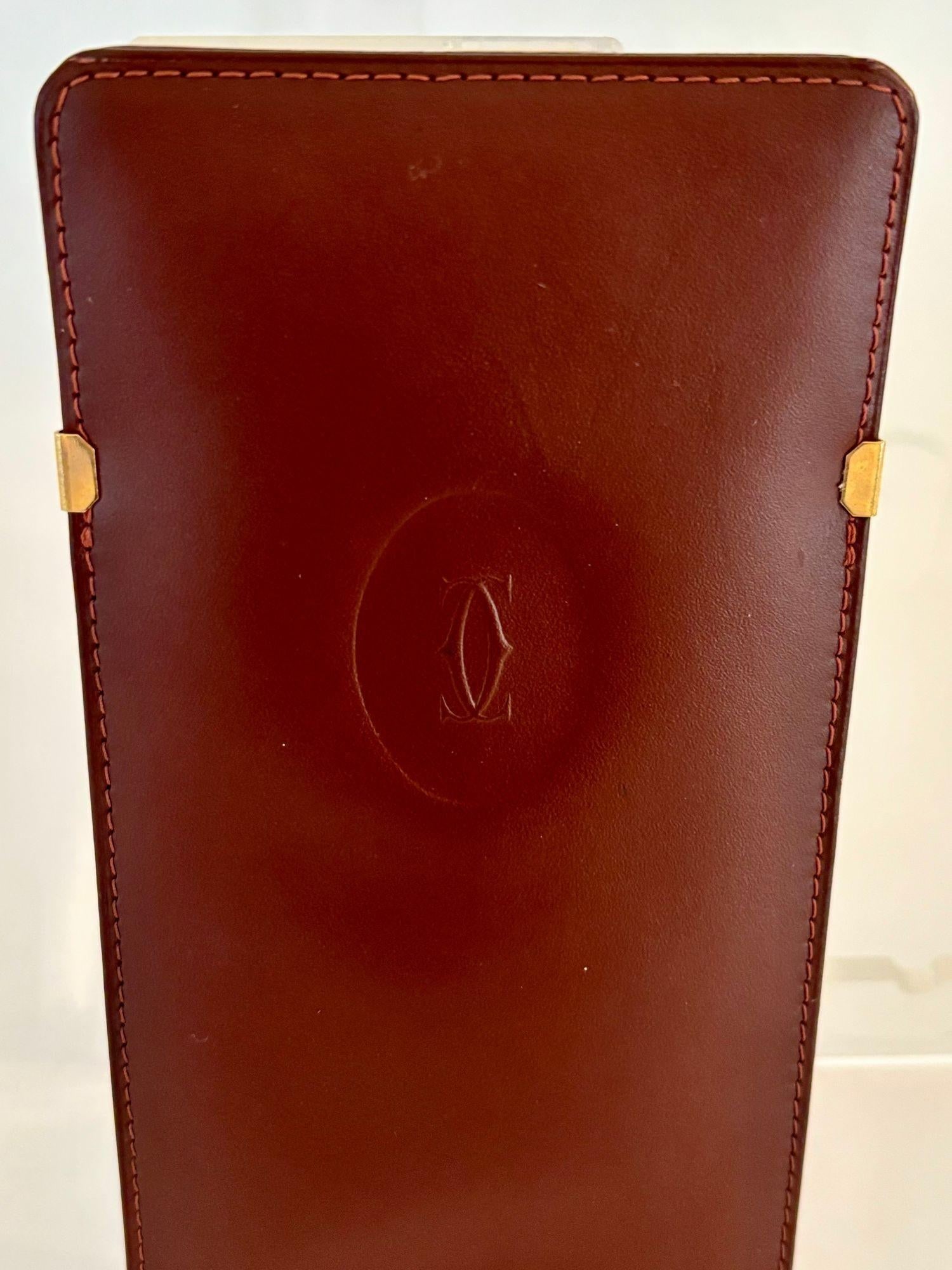 Cartier Burgundy Leather Eyewear Case Made in France 1980s - 3