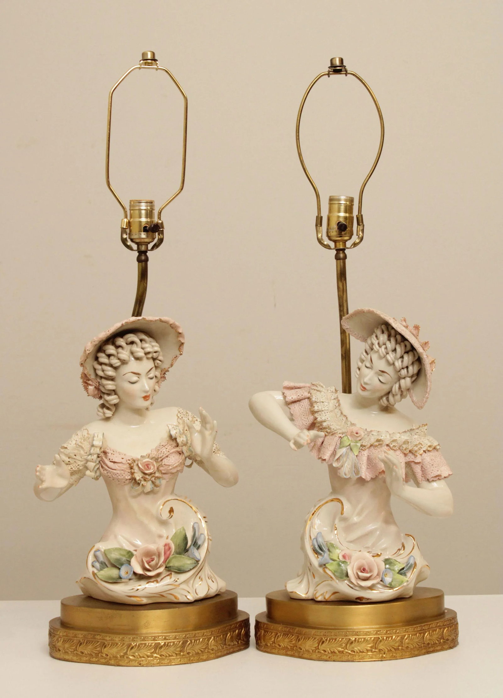Vintage Porcelain Figurine Table Lamps - A Pair - 2