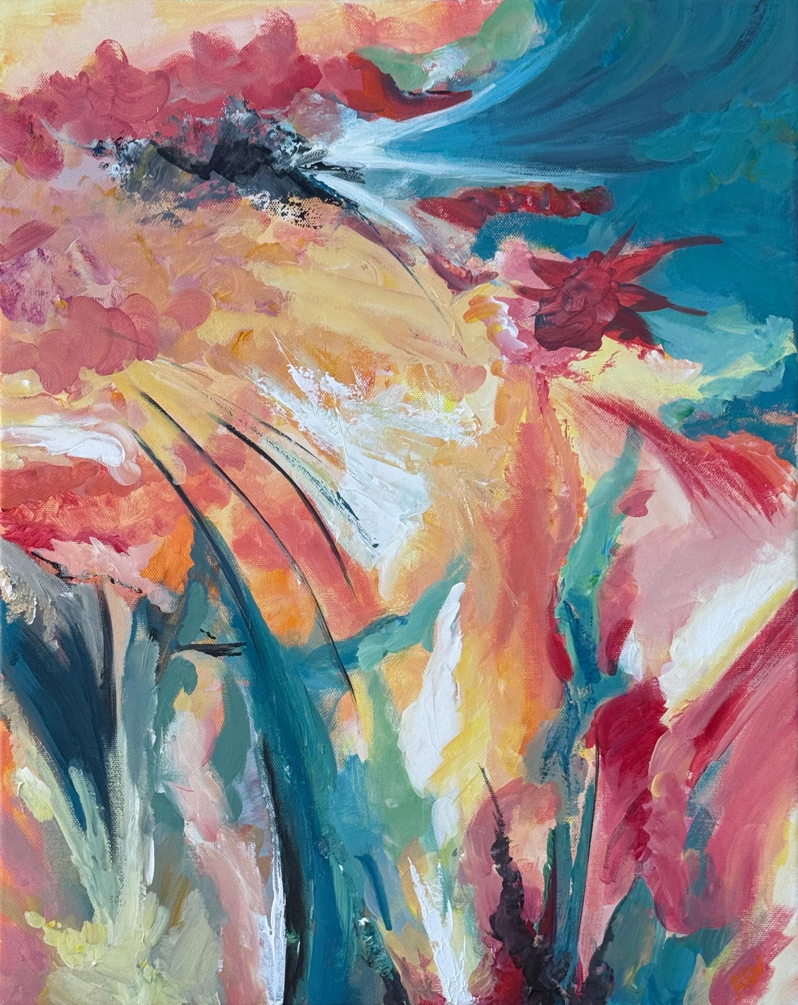 Abstract Expressionist Painting by Contemporary British Artist - Floral Tempest 2025 - 3