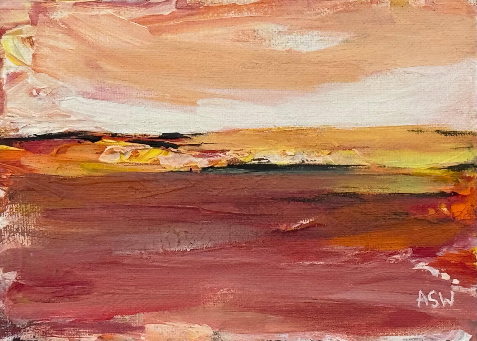 Amber Glow - Miniature Abstract Landscape Art Study by Contemporary Artist 2025 - 3