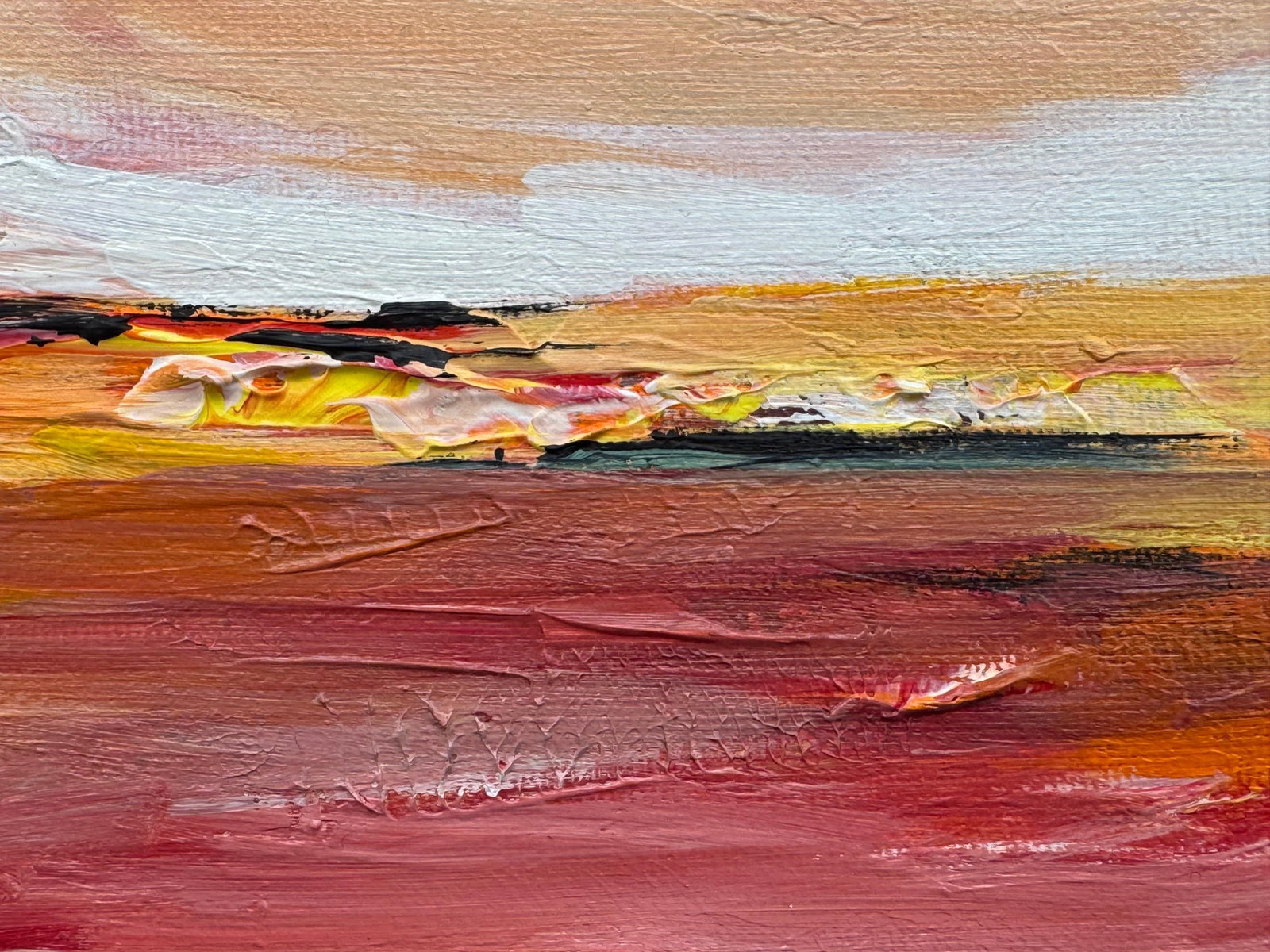 Amber Glow - Miniature Abstract Landscape Art Study by Contemporary Artist 2025 - 7