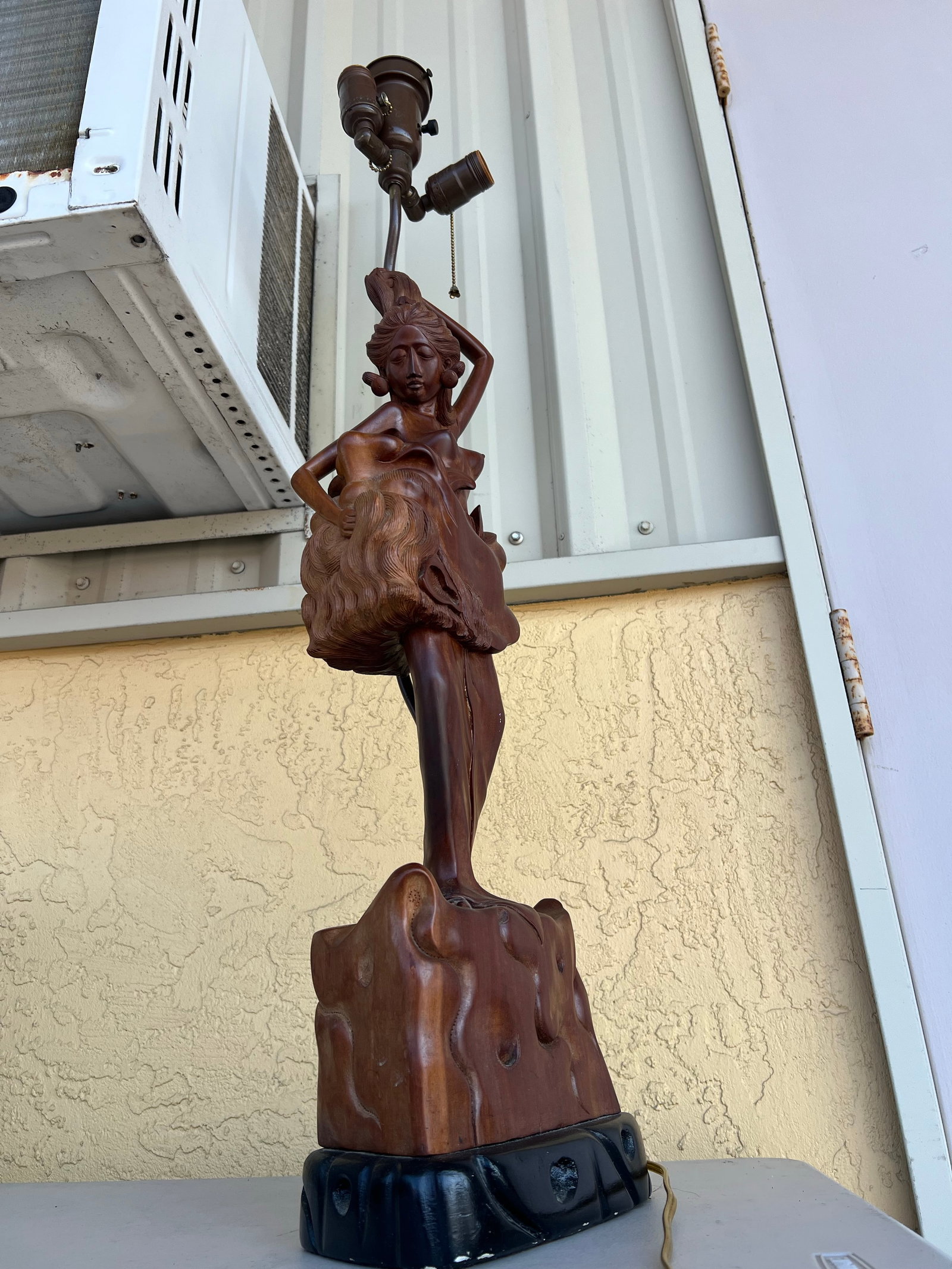 Mid 20th Century Mid Century Modern Wood Carved Nude Woman Lamp - 10