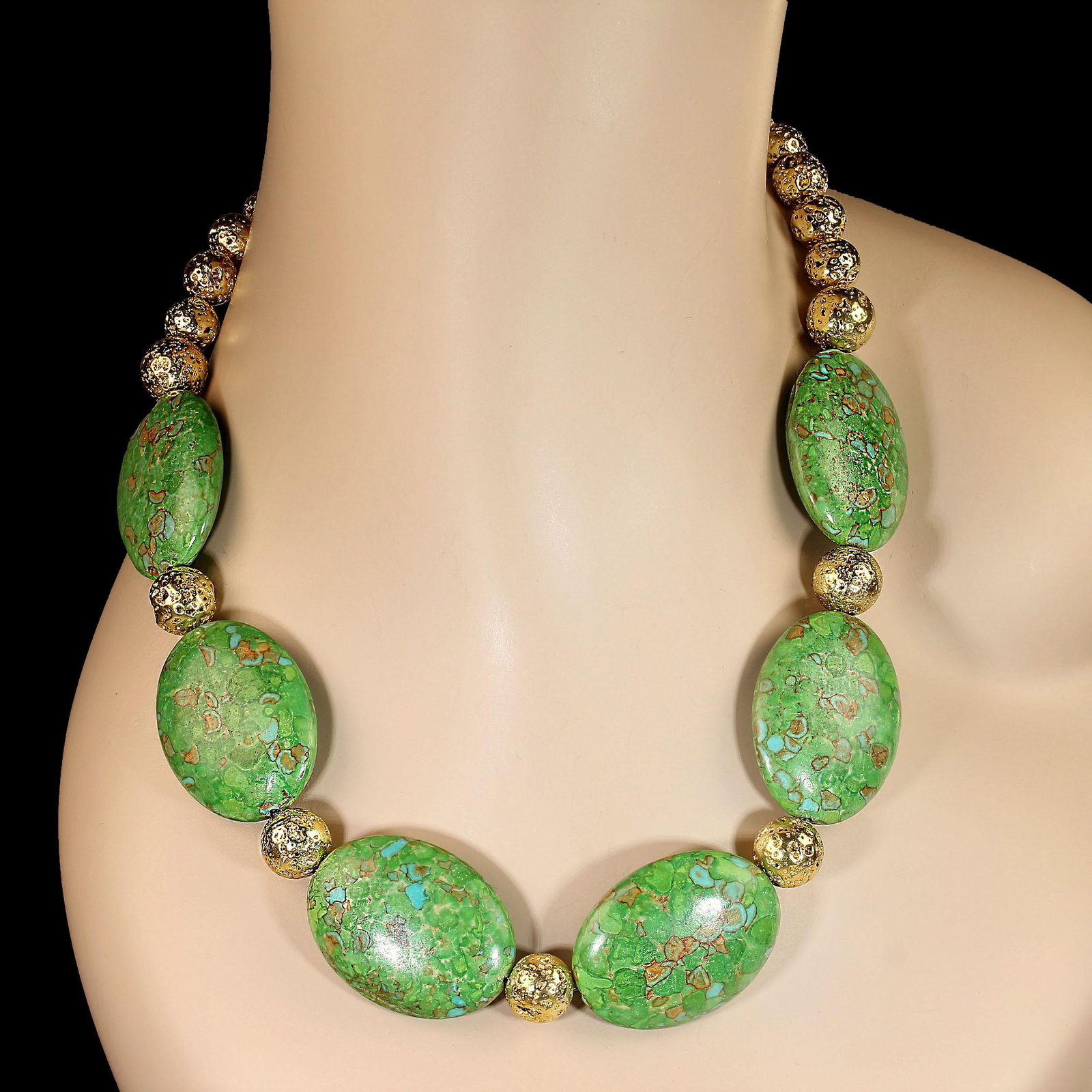 Lime Green Magnesite Tablet Necklace by Aria Jewelry Design, 20 Inch - 2