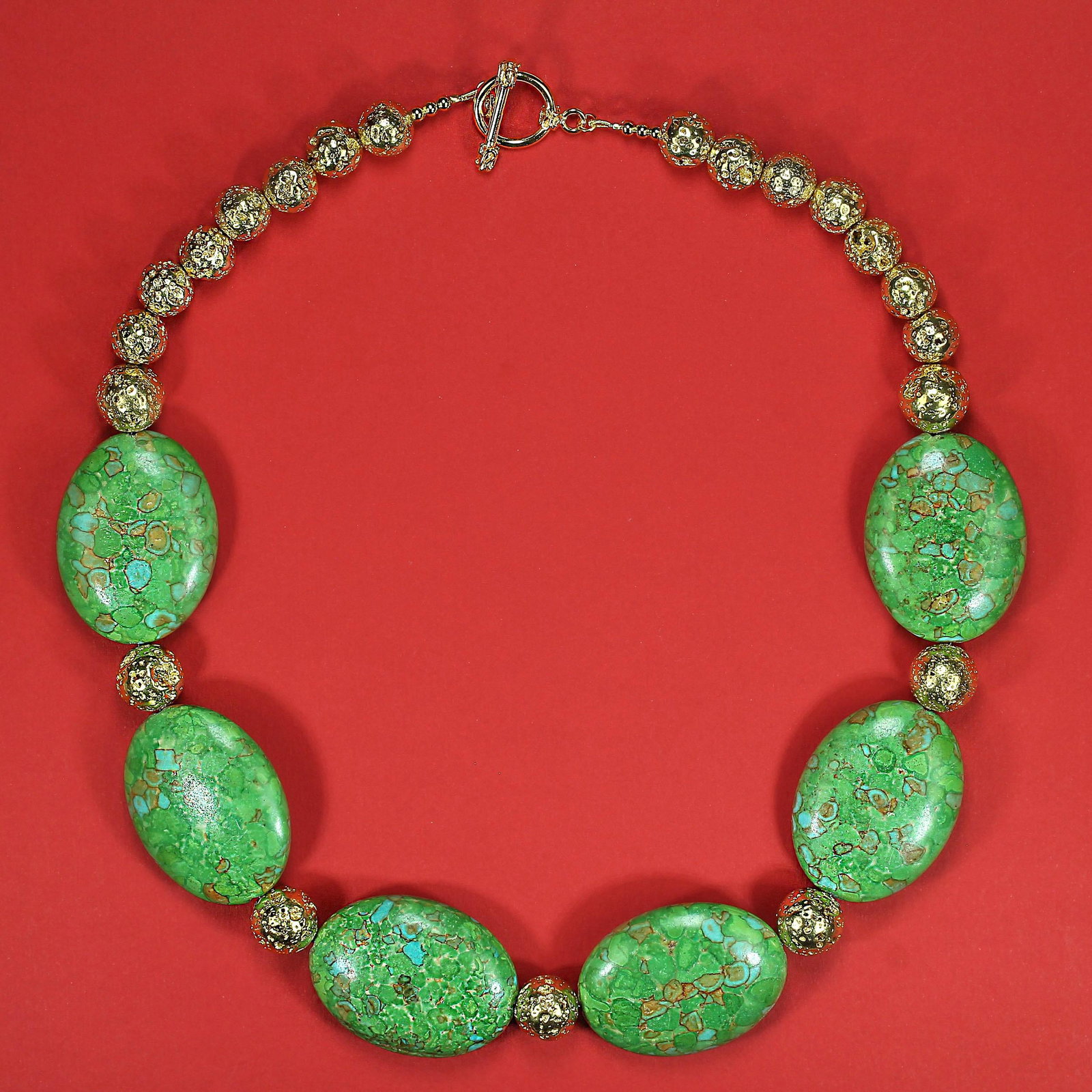 Lime Green Magnesite Tablet Necklace by Aria Jewelry Design, 20 Inch - 4