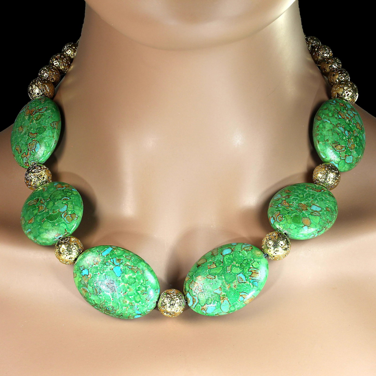 Lime Green Magnesite Tablet Necklace by Aria Jewelry Design, 20 Inch - 5
