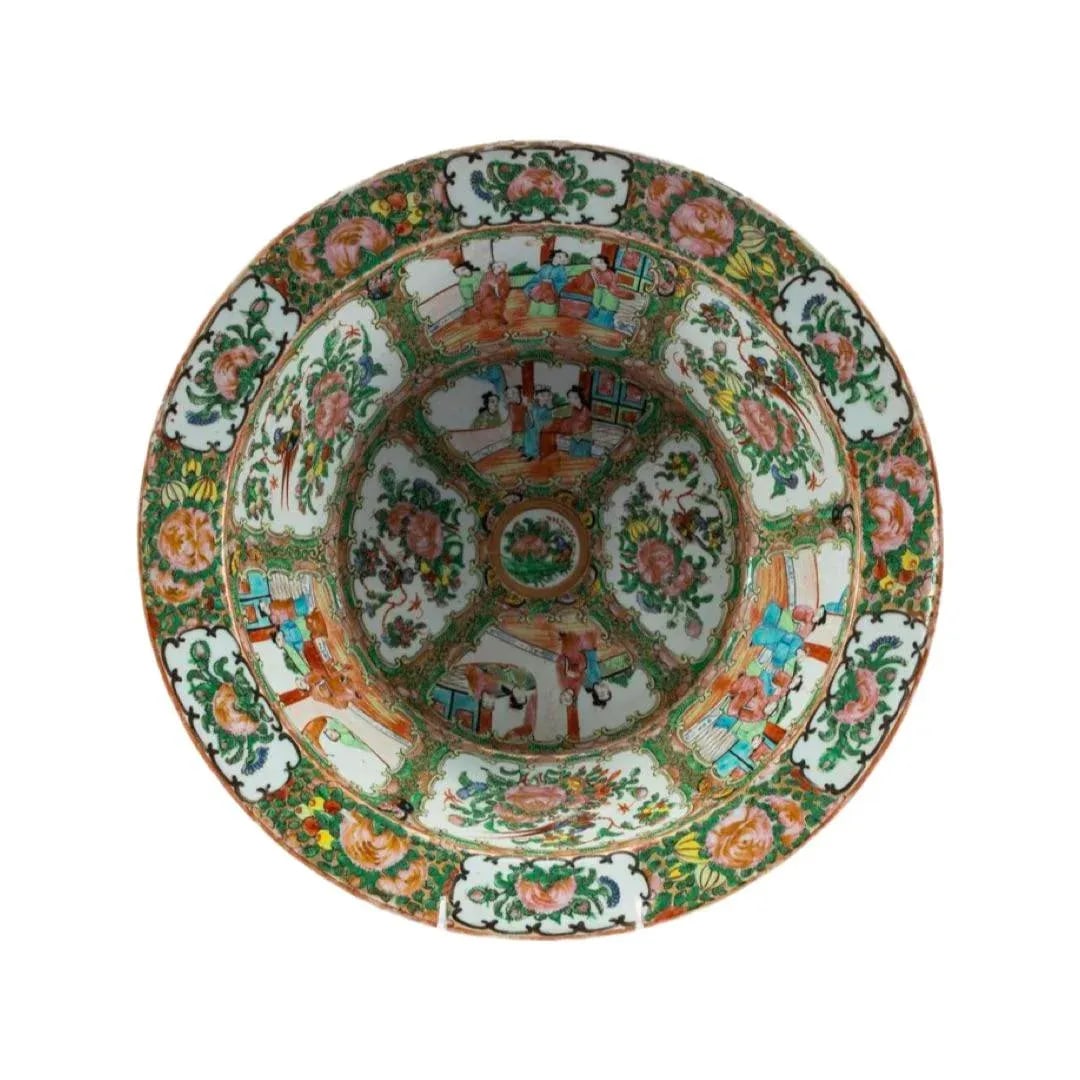 19th Century Chinese Rose Medallion Centerpiece or Punch Bowl - 2