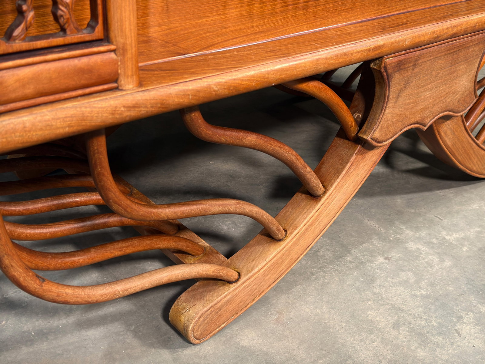 Vintage Solid Teak Thai Carved Elephant Howdah Bench / Loveseat - 9