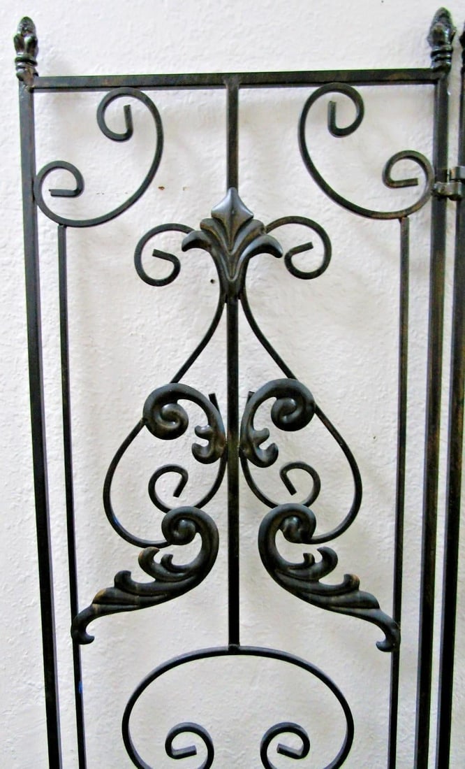 Vintage Regency Black Wrought Iron 3 Panel Room Divider - 4