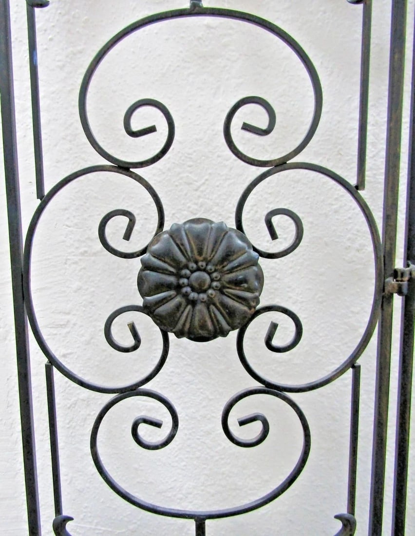 Vintage Regency Black Wrought Iron 3 Panel Room Divider - 5
