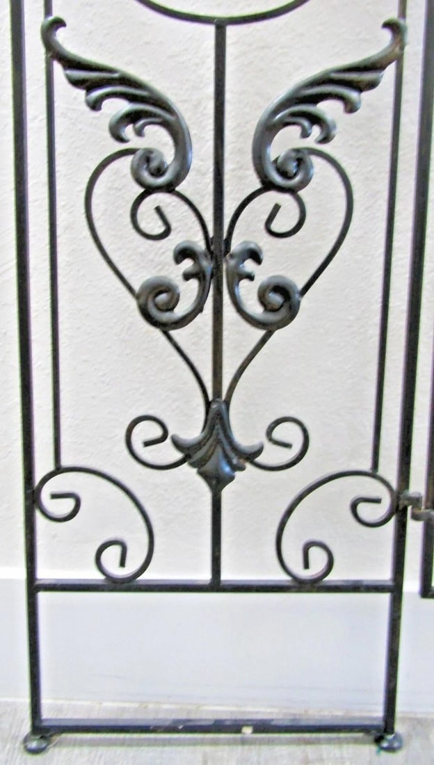 Vintage Regency Black Wrought Iron 3 Panel Room Divider - 6