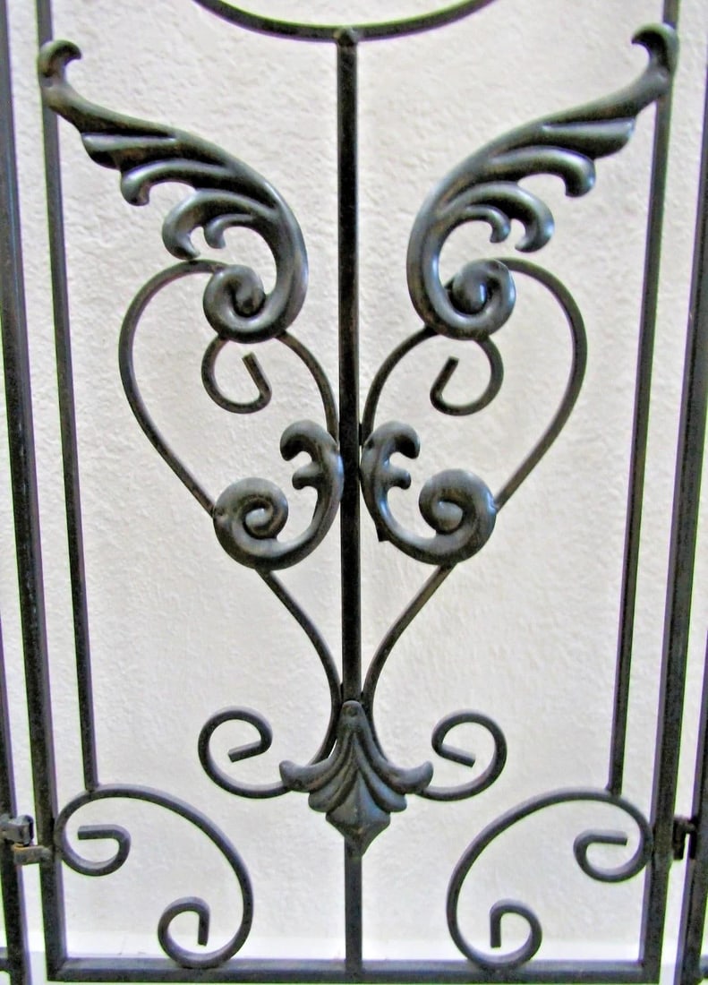Vintage Regency Black Wrought Iron 3 Panel Room Divider - 8