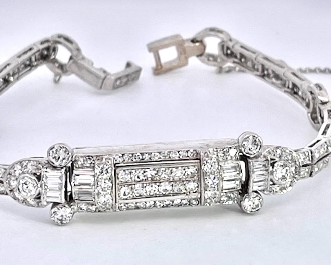 1930s Art Deco Diamond Platinum Bracelet - 2