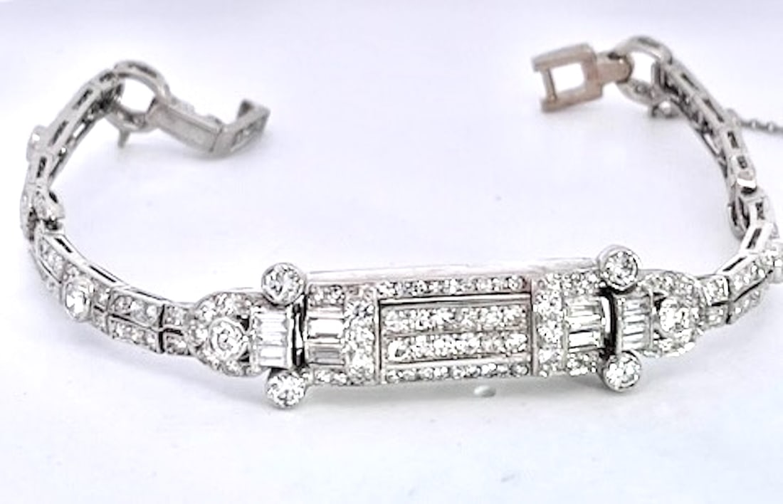 1930s Art Deco Diamond Platinum Bracelet - 3