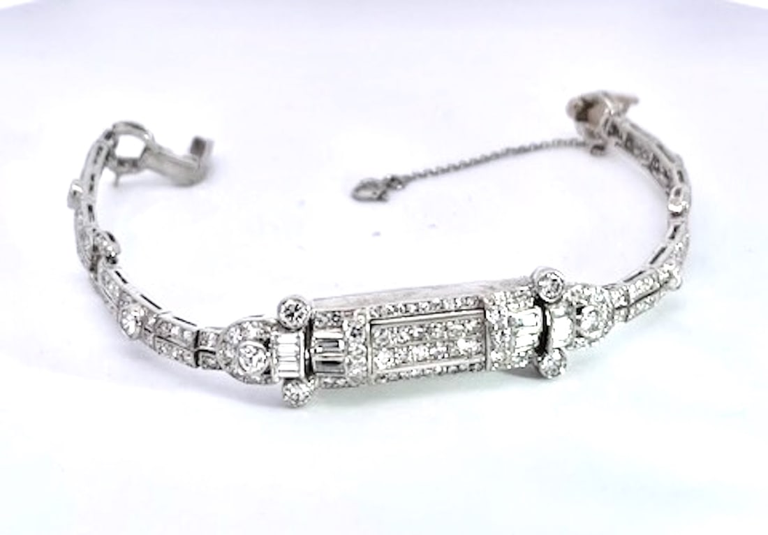 1930s Art Deco Diamond Platinum Bracelet - 4