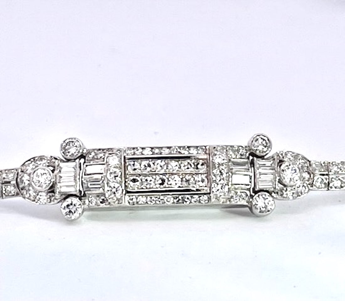 1930s Art Deco Diamond Platinum Bracelet - 6