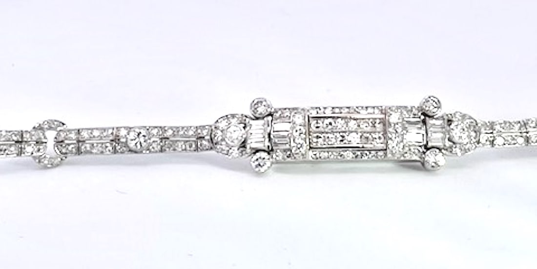 1930s Art Deco Diamond Platinum Bracelet - 7