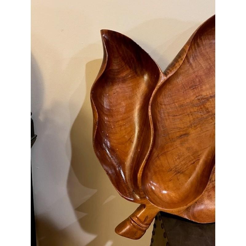 XL Vintage Blair Koa Wood Leaf Snack Tray 25" Signed MCM.. Tiki.. Hawaiian - 5